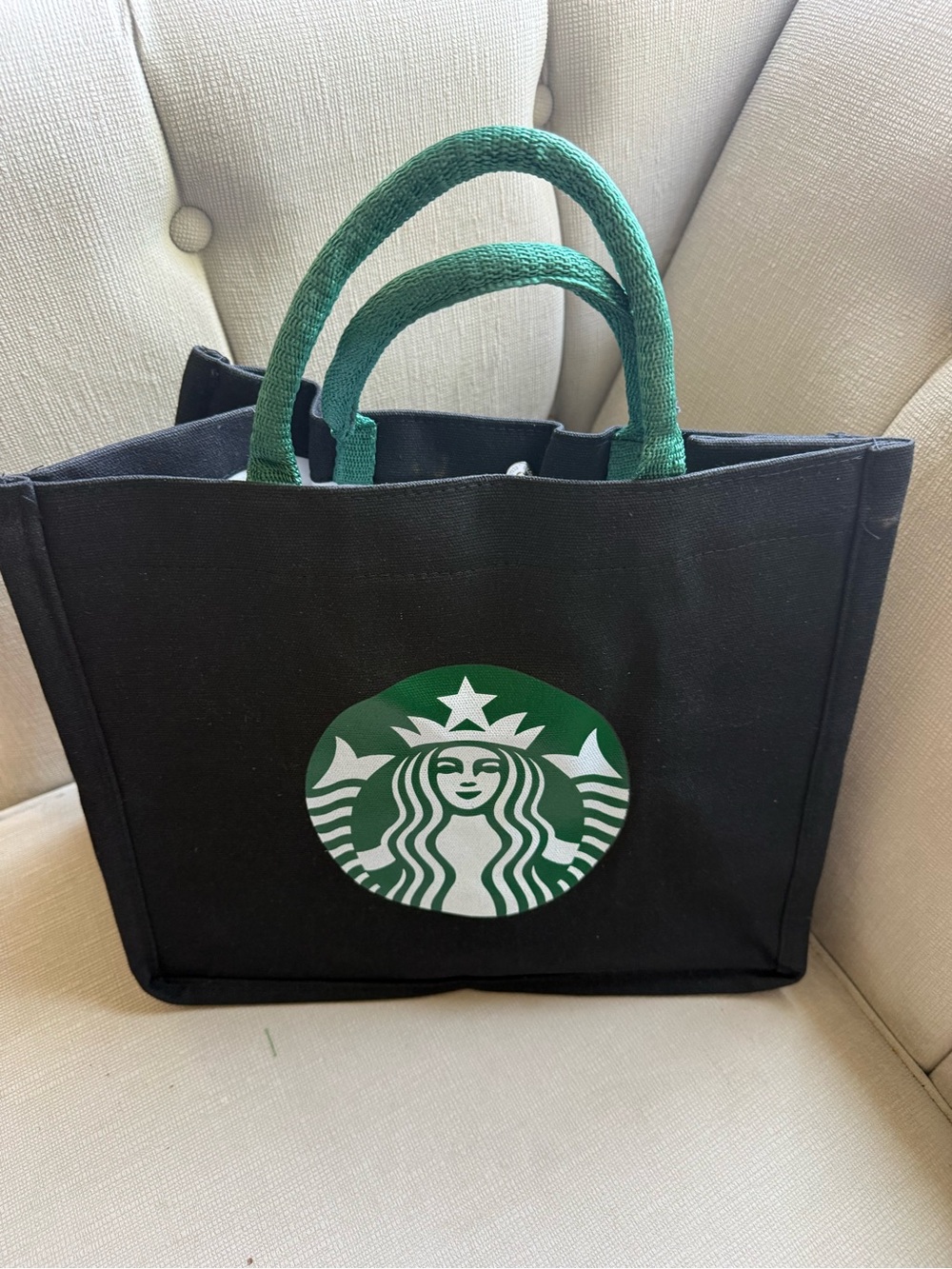 Starbucks Black Tote with Green Logo and Handles